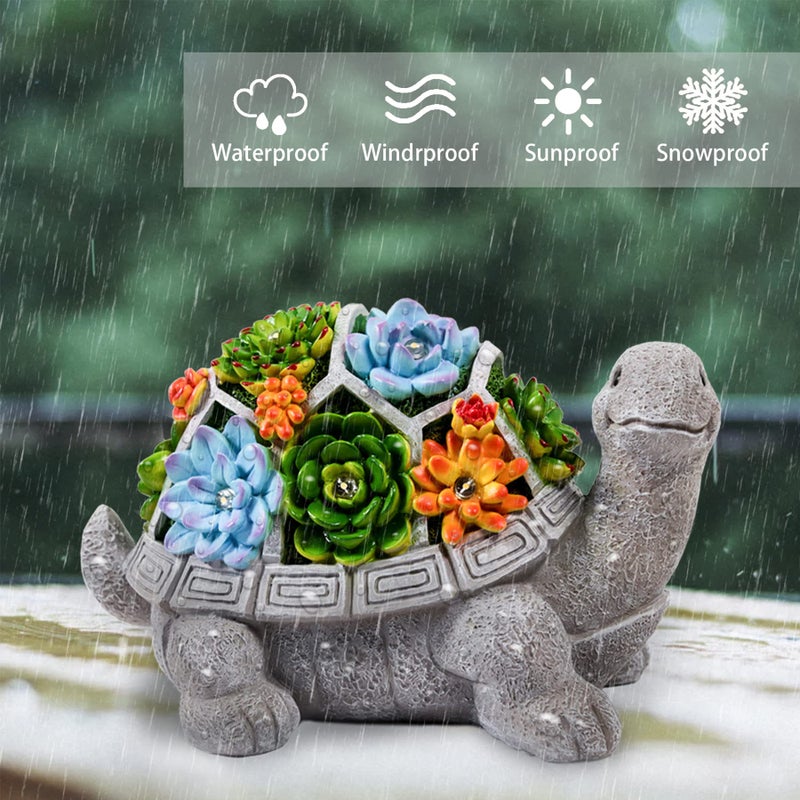 LESES Solar Garden Statues Turtle Figurine Decor with 7 LED Lights Outdoor Decoration Christmas Gifts for Women Mom Grandma Unique Tortoise Statue for Patio Backyard Yard Lawn Ornament - Image 5